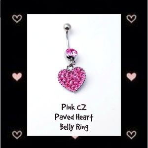 5/$10 | Pink CZ Paved Heart Belly Ring